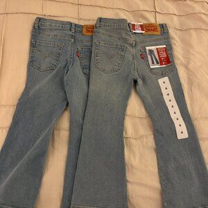 Two pairs of Girls Levi's 726 Flare Jeans Size 4 - One NWT; One NWOT